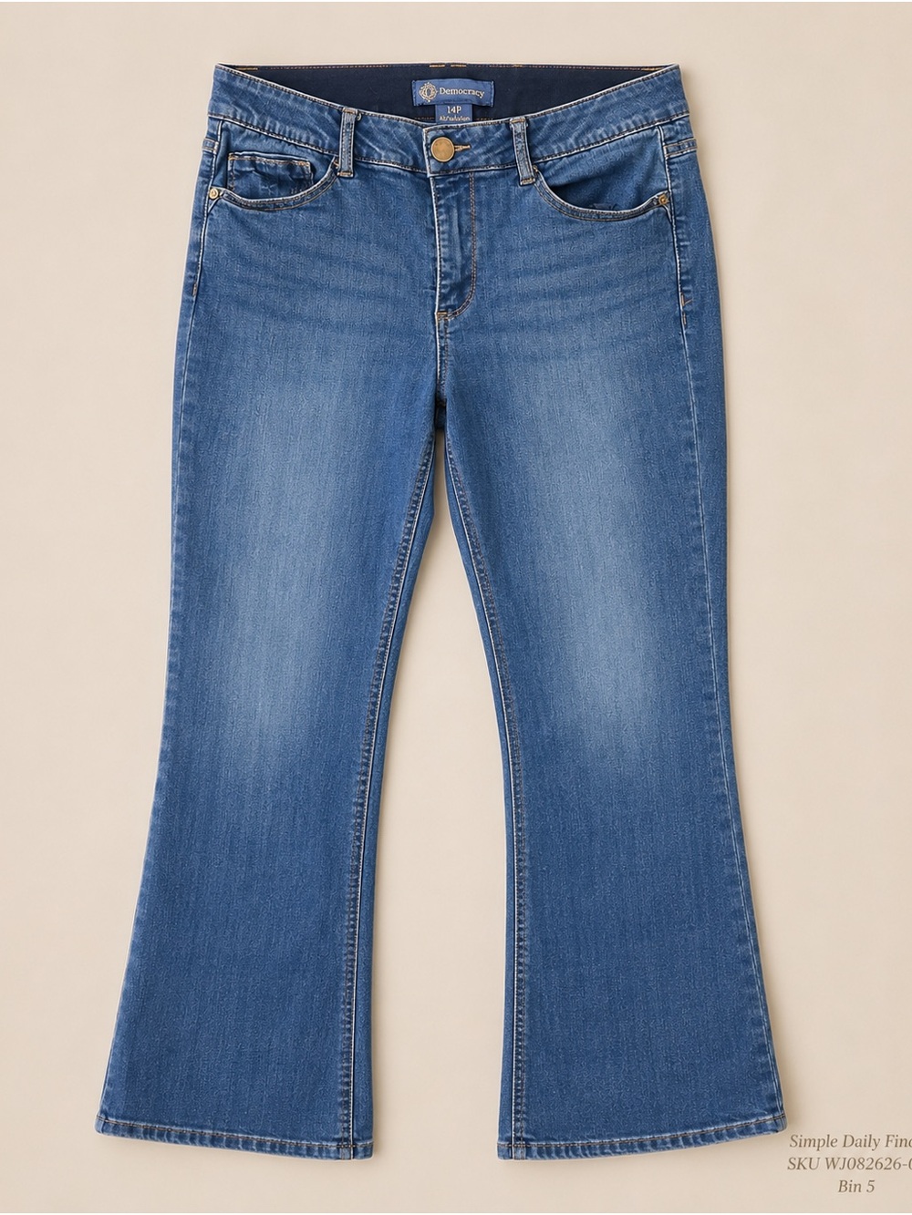 Democracy Ab Solution Jeans Womens 14P Petite Bootcut Stretch Blue Denim 26 In